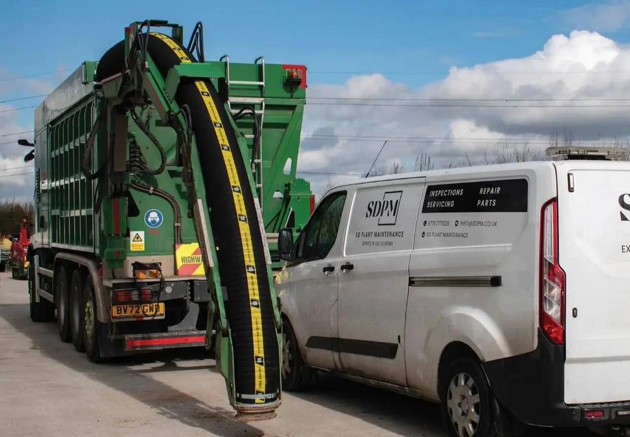 suction excavator repair and maintenance in progress